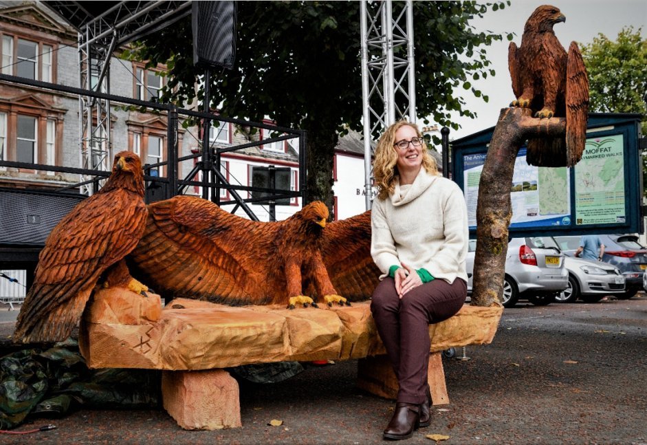 Lorna on Sam Bowsher's Eagle bench