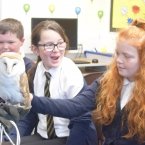 Moffat Students with Barn Owl