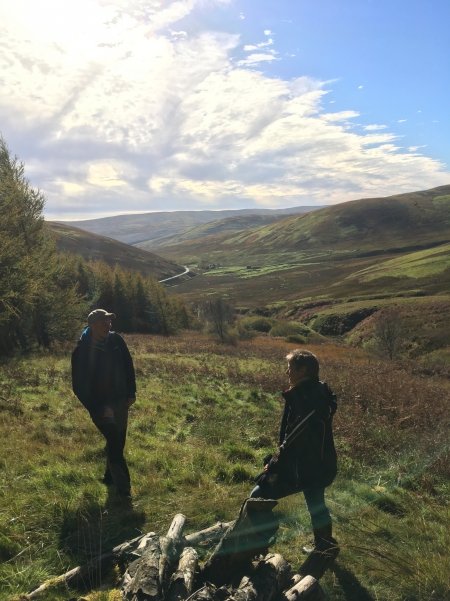 Karen, Property Manager at John Muir Trust's Glenlude Estate, speaking with Rick about possible opportunities to collaborate