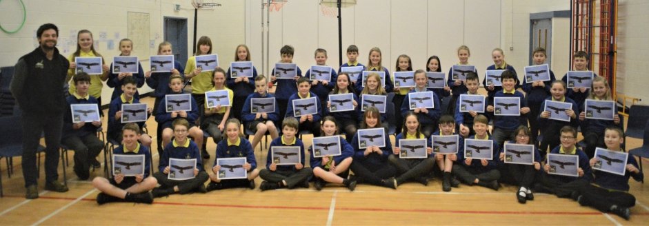 Pupils from Lauder Primary School proudly displaying their Eagle School certificates