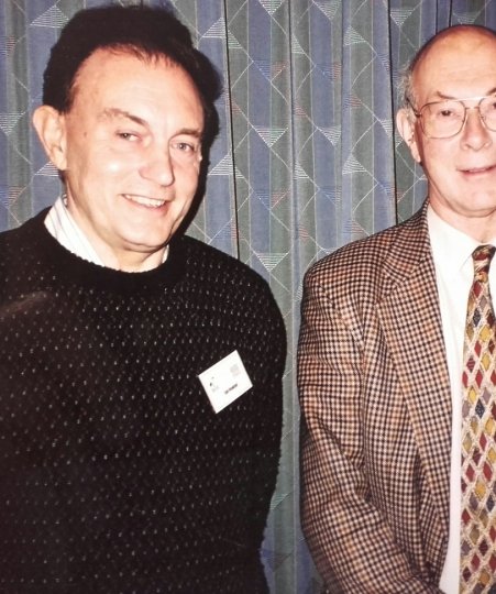 Ian Newton and Derek Ratcliffe, attending the ‘Birds of Prey in a Changing Environment’ Conference at the Scottish Police College, Tulliallan, in December 2000. Des Thompson